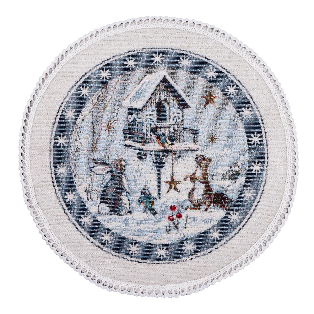 Серветка сервірувальна, гобеленова, Новорічна Ø20 см.MICRO854M, фото 1
