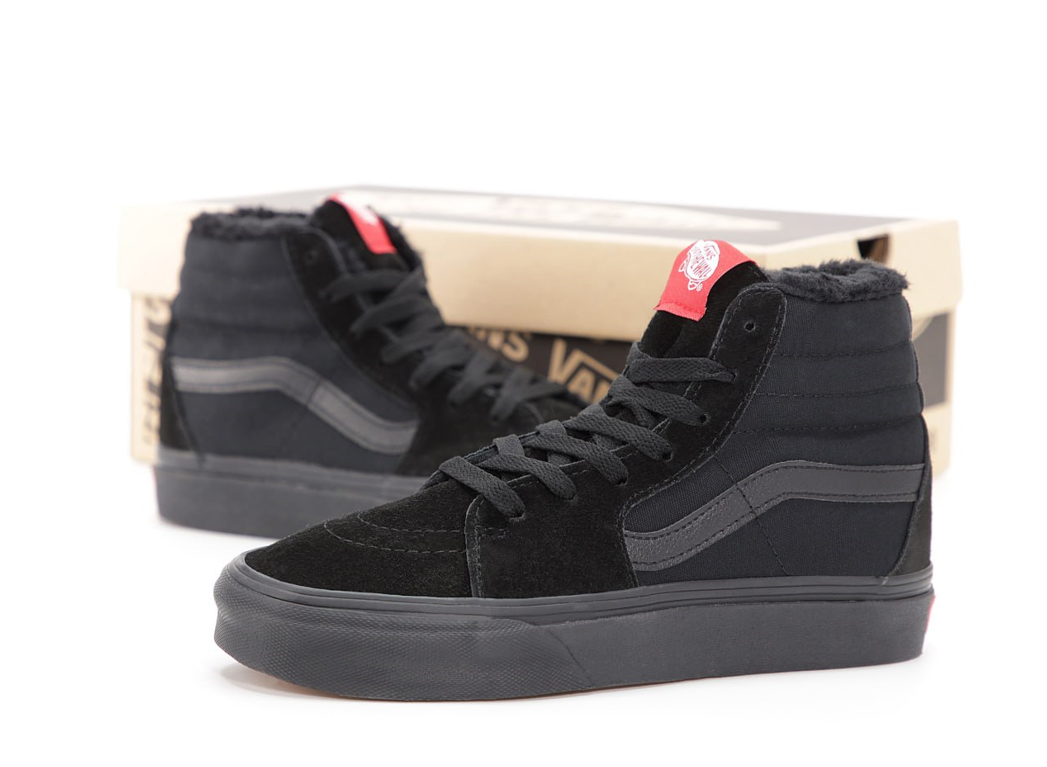 Чоловічі зимові кеди Vans old skool black Winter високі Ванс Олд Скул з хутром чорні