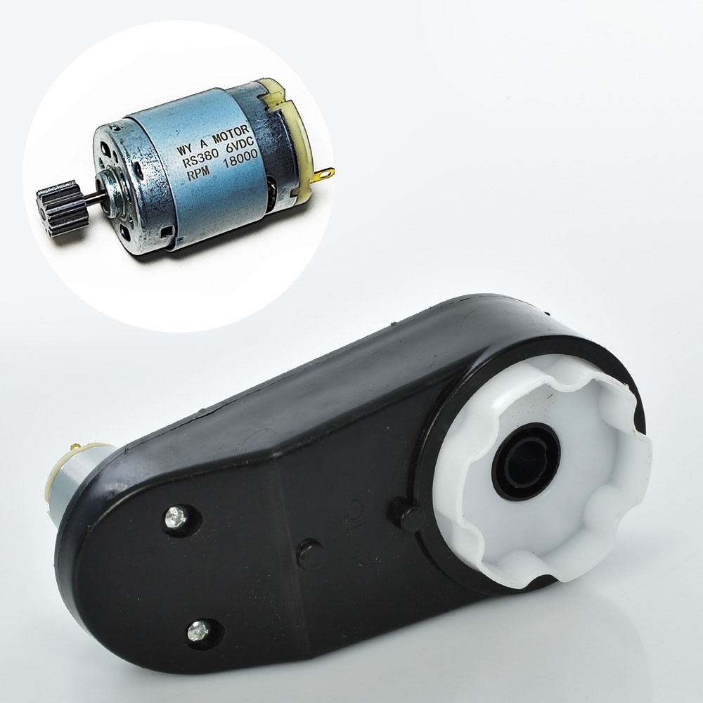 Редуктор дитячого електромобіля з мотором 380 класу 18000 RPM 6V вал 10 мм