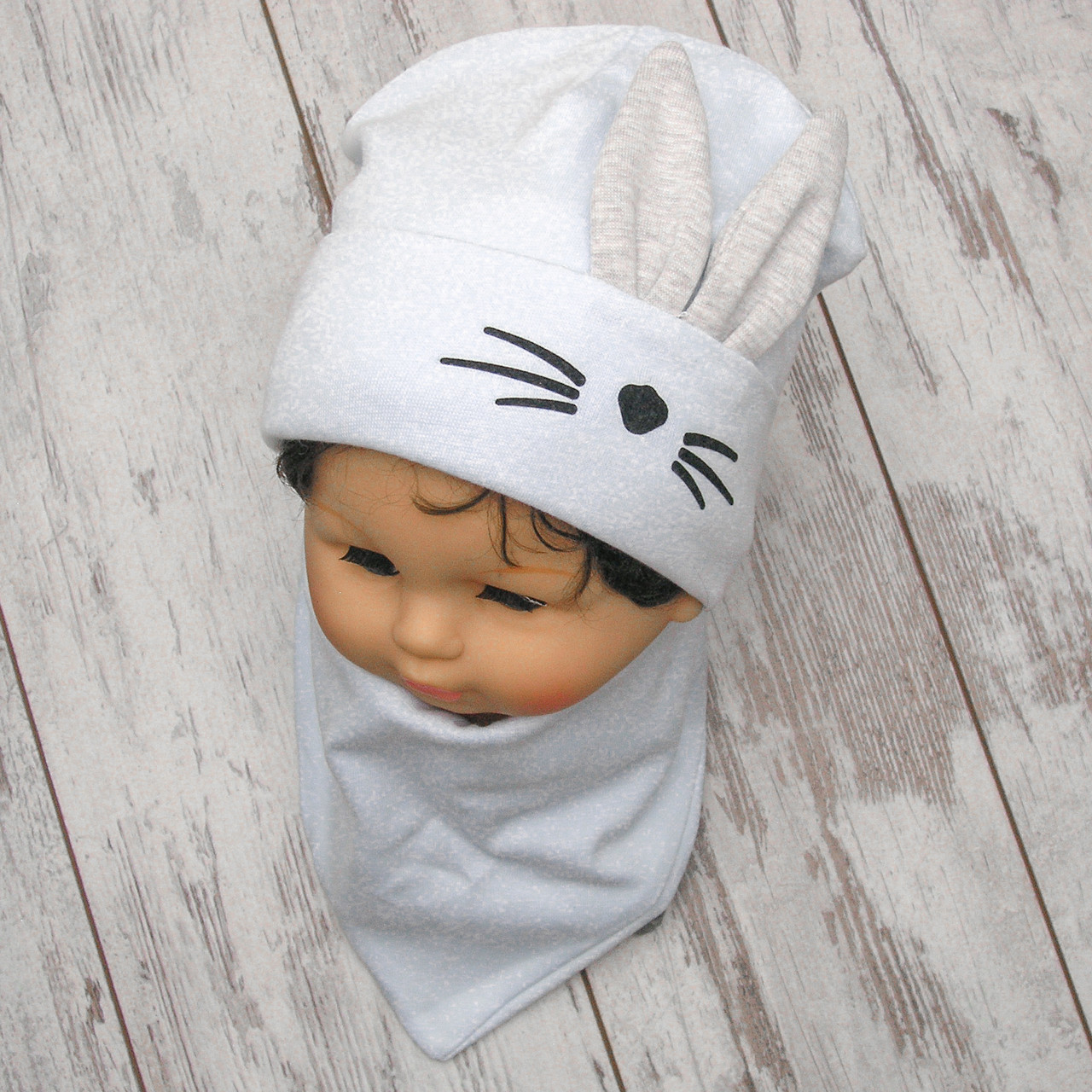 Комплект 48 1-2 роки подвійна трикотажна весняна осіння шапка зі снудом/хомутом для хлопчика на весну осінь, фото 1