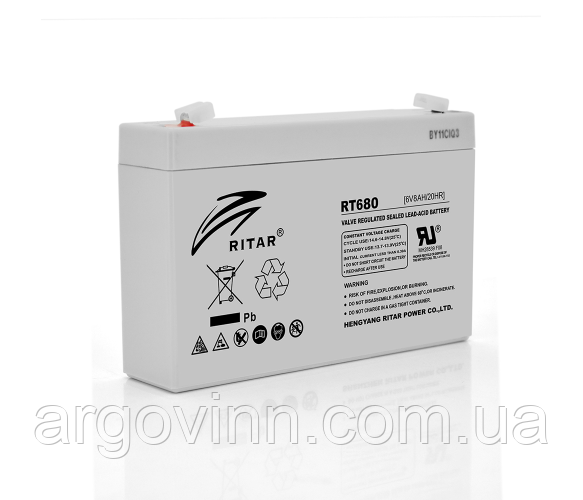 Акумуляторна батарея AGM RITAR RT680, Black Case, 6V 8Ah ( 151х34х94 (100) ), 1.2kg Q10