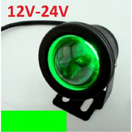Світлодіодний круглий лінзований прожектор 10W 12-24V зелений IP65 Код.59308, фото 1