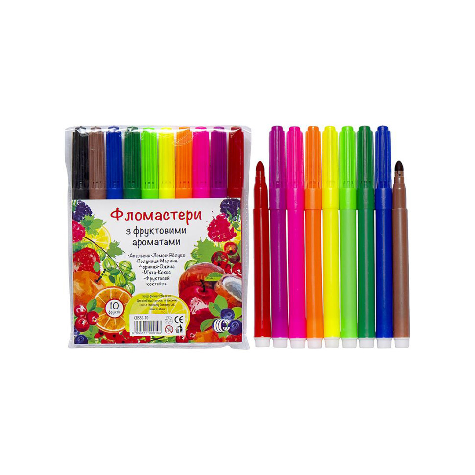 Дитячі Фломастери "Фрукти" COLOR-IT CR550-10 10 кольорів, фото 1