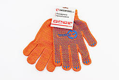 Рукавиці робочі 70% бавовна/30% поліестер 10", клас в'язки 10, помаранчеві синя ПВХ точка (SP-0131), Витратні матеріали, SV-703222