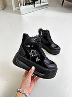 Жіночі зимові кеди, жіночі зимові хайтопи на високій підошві, зимові жіночі черевики на високій підошві