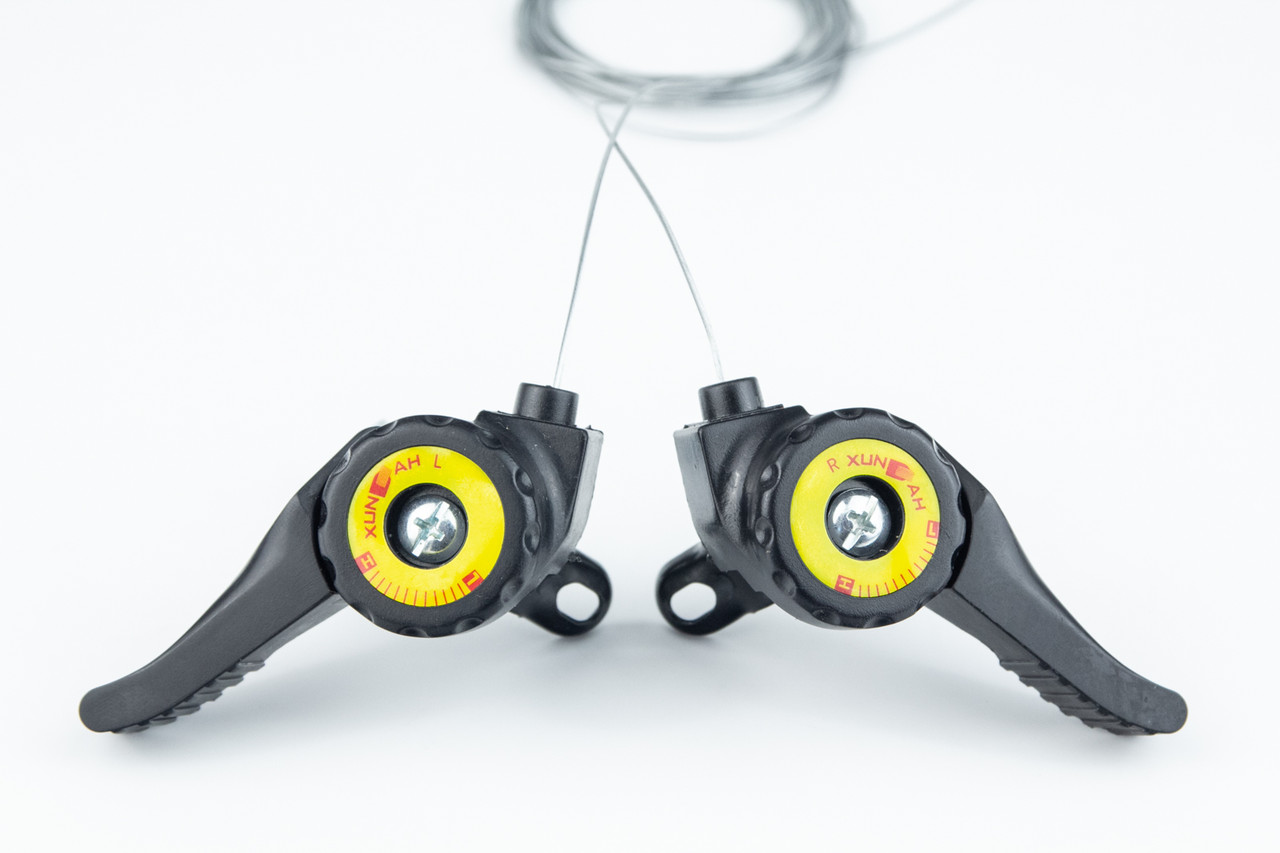 Перемикачі (манетка) 3x7 швидкості, чорно-жовті R 05, ВЕЛОЗАПЧАСТИНИ, SV-403814, фото 1