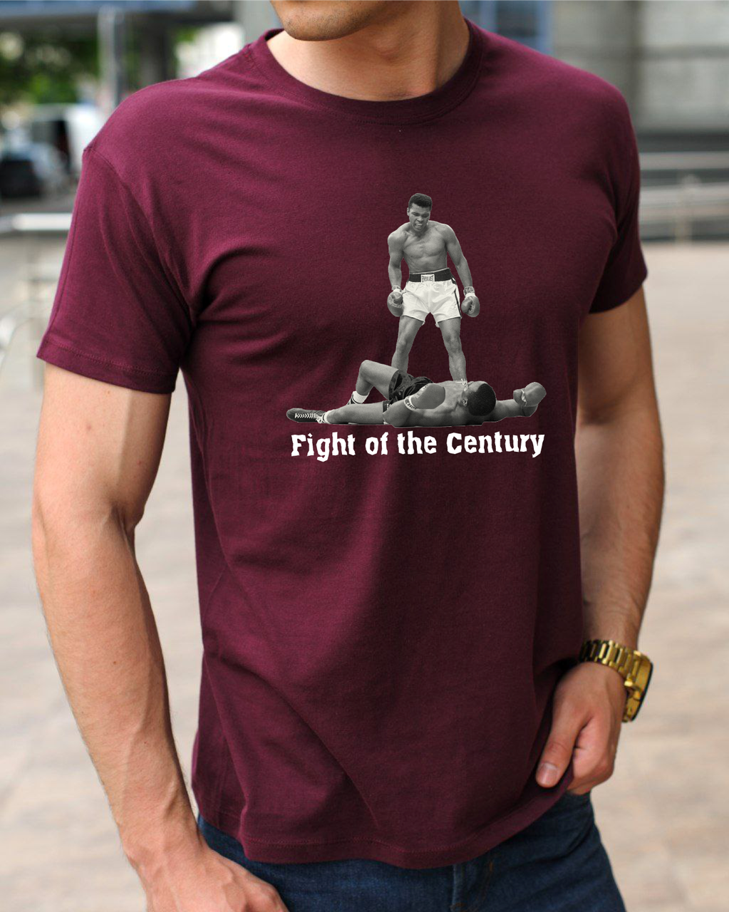 Чоловічі футболки з принтом Мухаммед Алі (Бій століття), футболка на боксерську тематику розмір S, фото 1