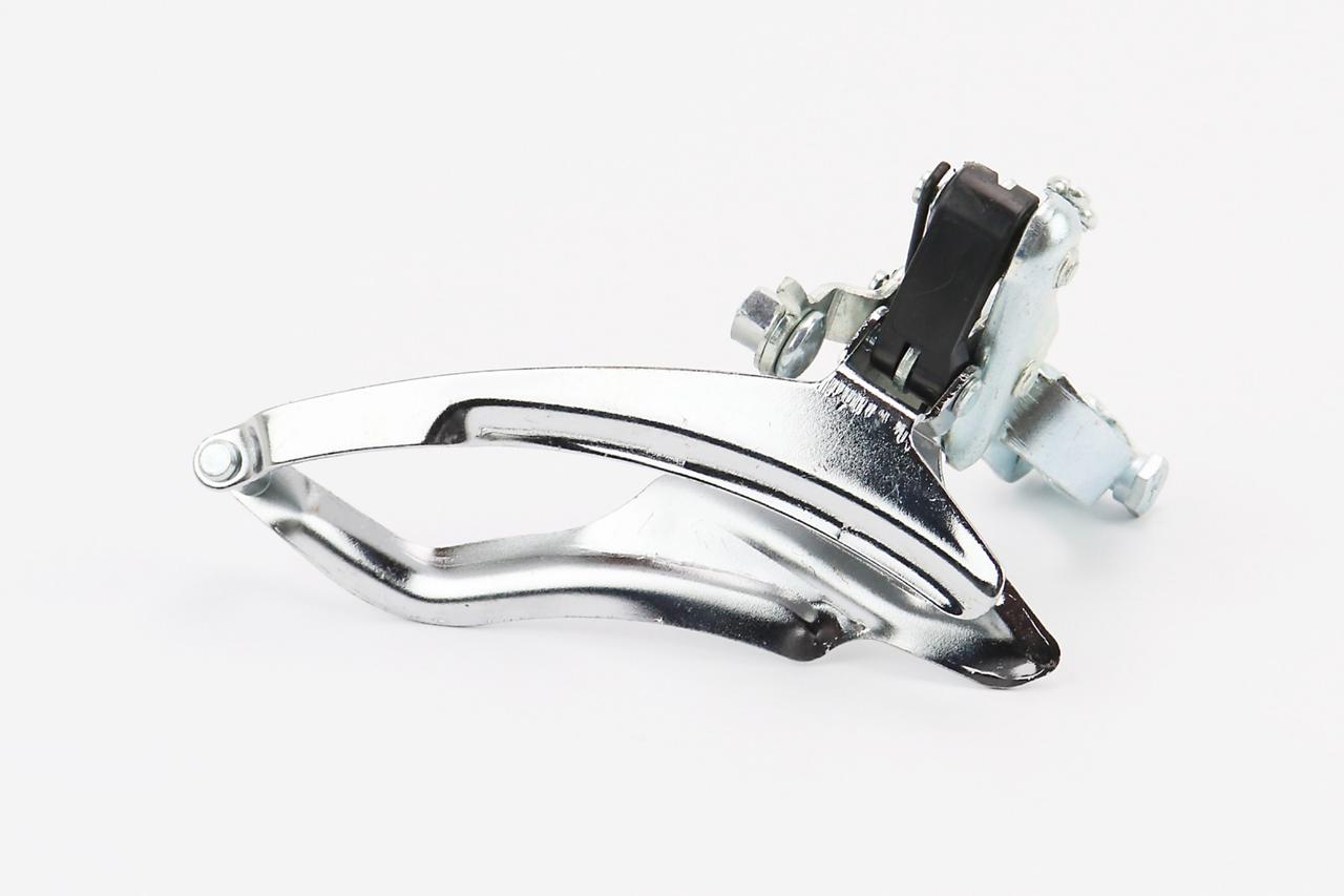 Перемикач ланцюга передній з верхньою тягою, кріпл. 28,6мм, під зірку 42Т, хром, ВЕЛОЗАПЧАСТИНИ, SV-403302, фото 1