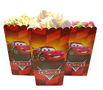 Коробки для солодощів та попкорну Тачки Маквін 5шт | Червоний