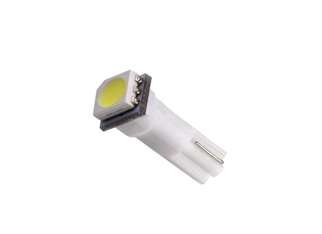 Світлодіодна автомобільна лампа T5 W2x4,6d 1 SMD (5050) 24V WHITE "микрутка", фото 1