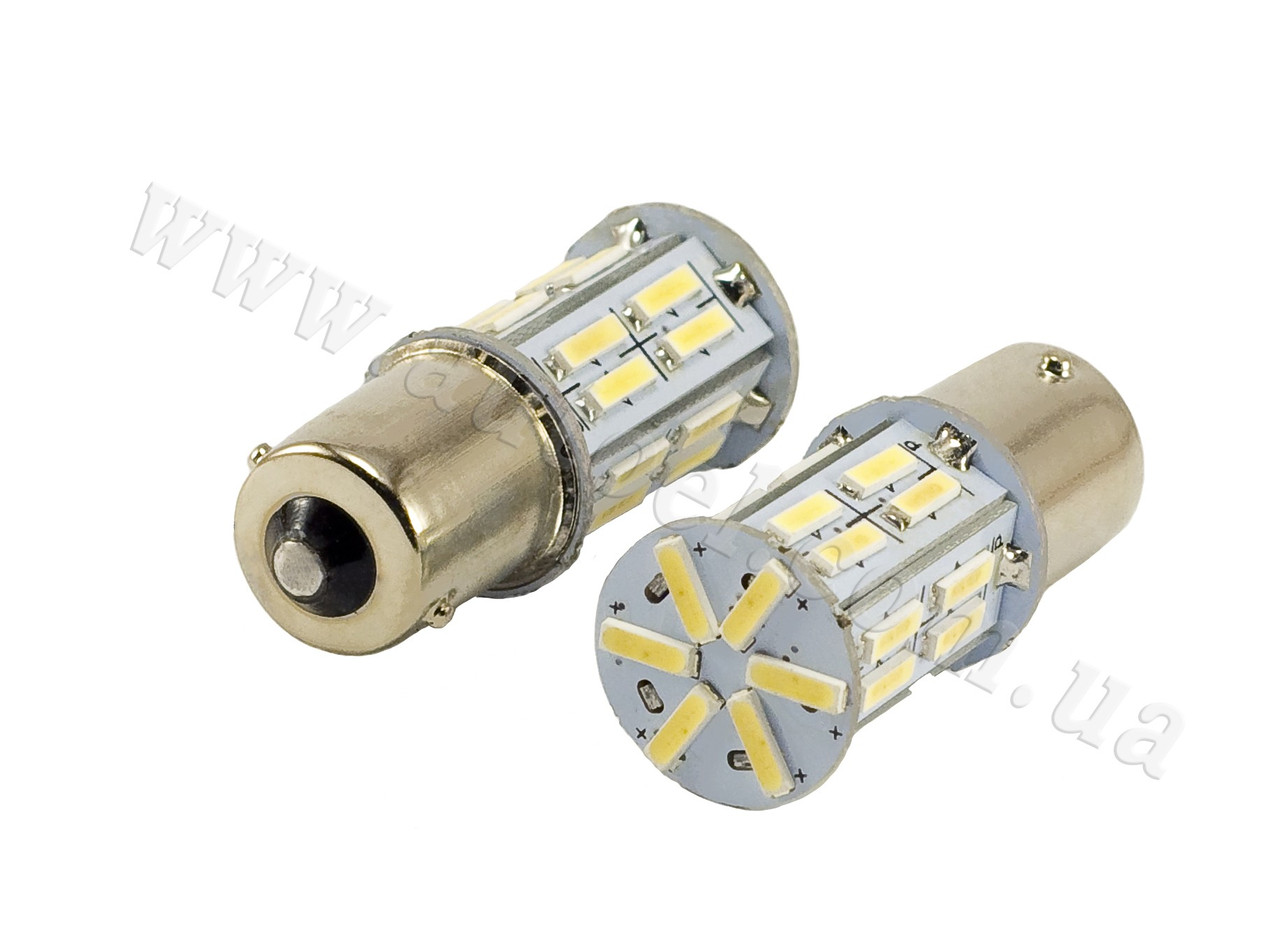 Світлодіодна автомобільна лампа S25 BA15s 26 SMD (7014) 12 V WHITE, фото 1