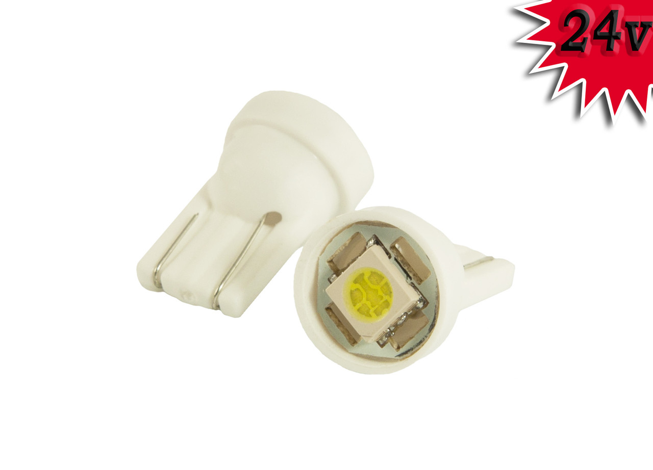 Світлодіодна автомобільна лампа T10 W2,1x9,5d 1 SMD (5050) 24V WHITE, фото 1
