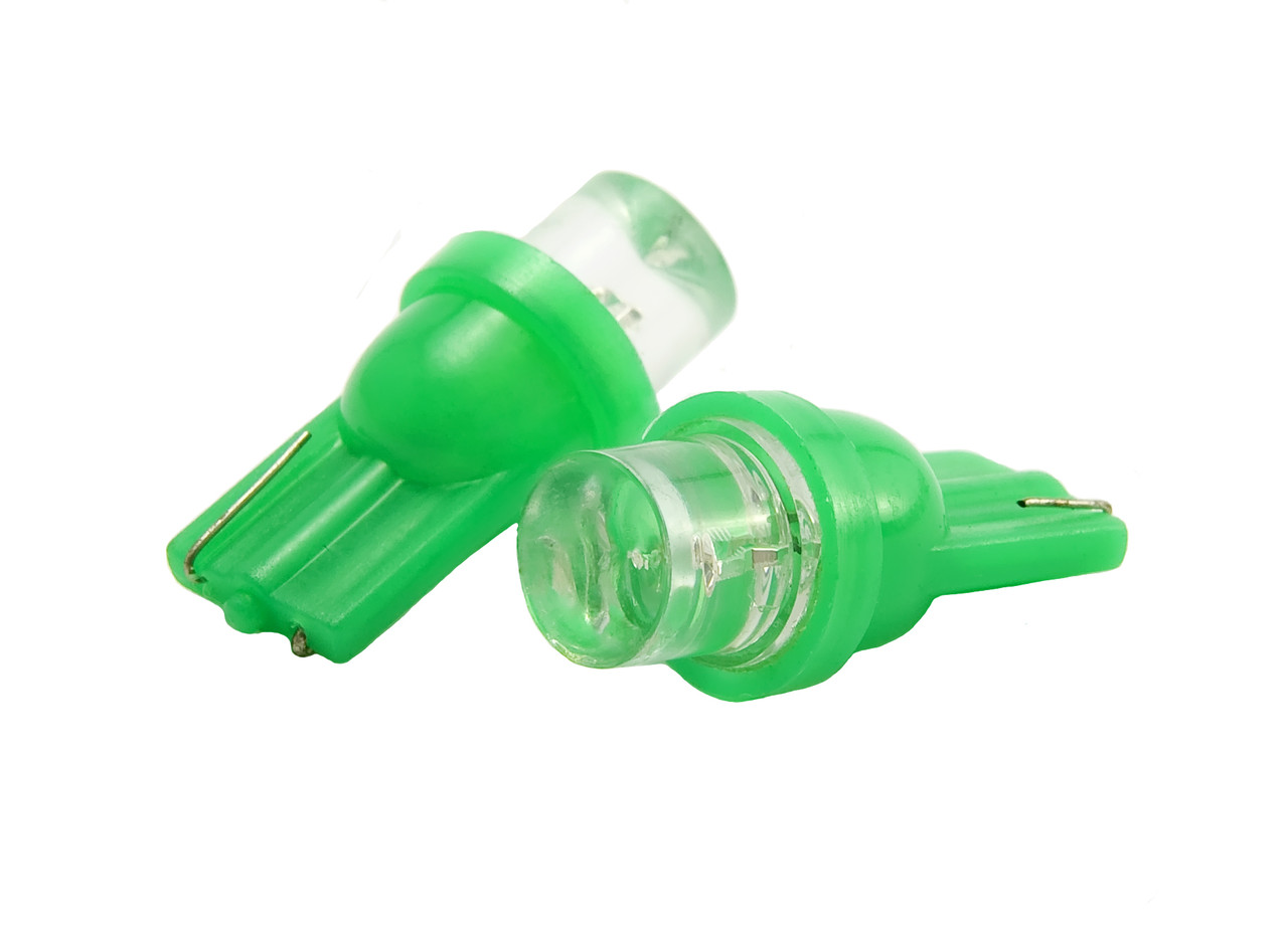 Світлодіодна автомобільна лампа T10 W2,1x9,5d 1LED 12V GREEN конусна, фото 1