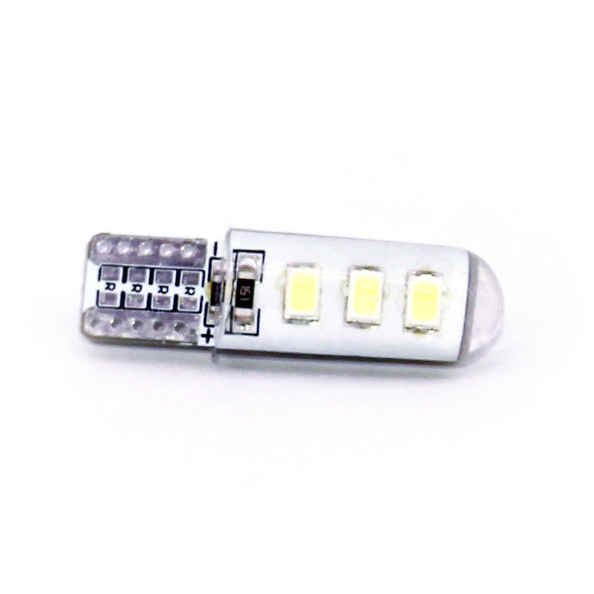 Світлодіодна автомобільна лампа T10 W2,1x9,5d 6 SMD (2835) 12 V WHITE в силіконі, фото 1