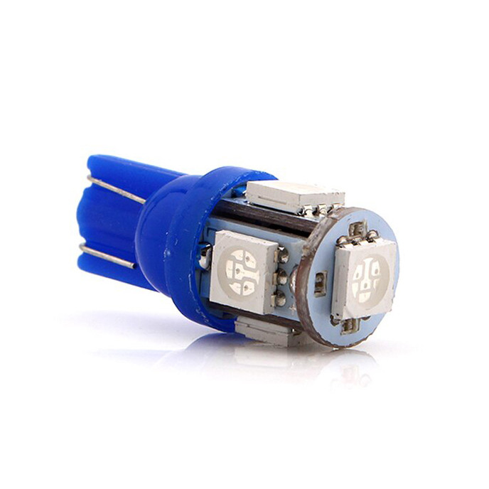 Світлодіодна автомобільна лампа T10 W2,1x9,5d 5 SMD (5050) 12 V BLUE, фото 1