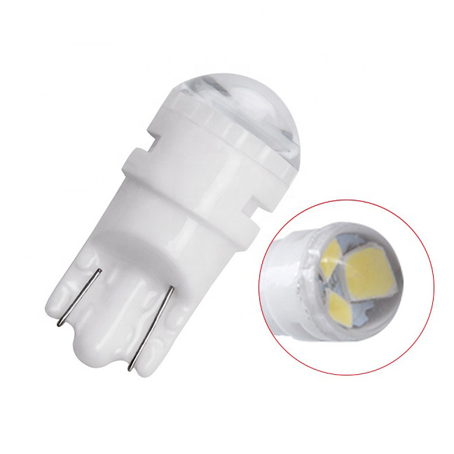 Світлодіодна автомобільна лампа T10 W2,1x9,5d 3 SMD 2835 12 V WHITE прозора лінза, керамічний цоколь, фото 1