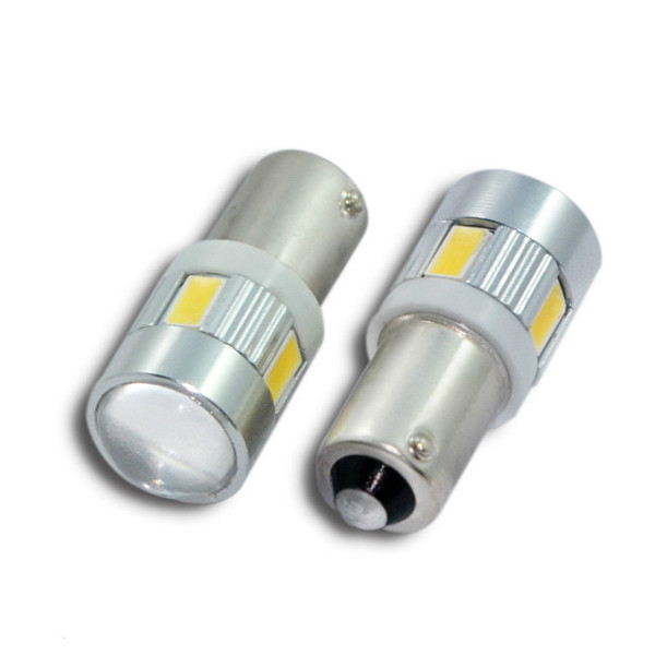 Світлодіодна автомобільна лампа T8,5 BA9S 6 SMD (5630) 12 V WHITE з лінзою, фото 1