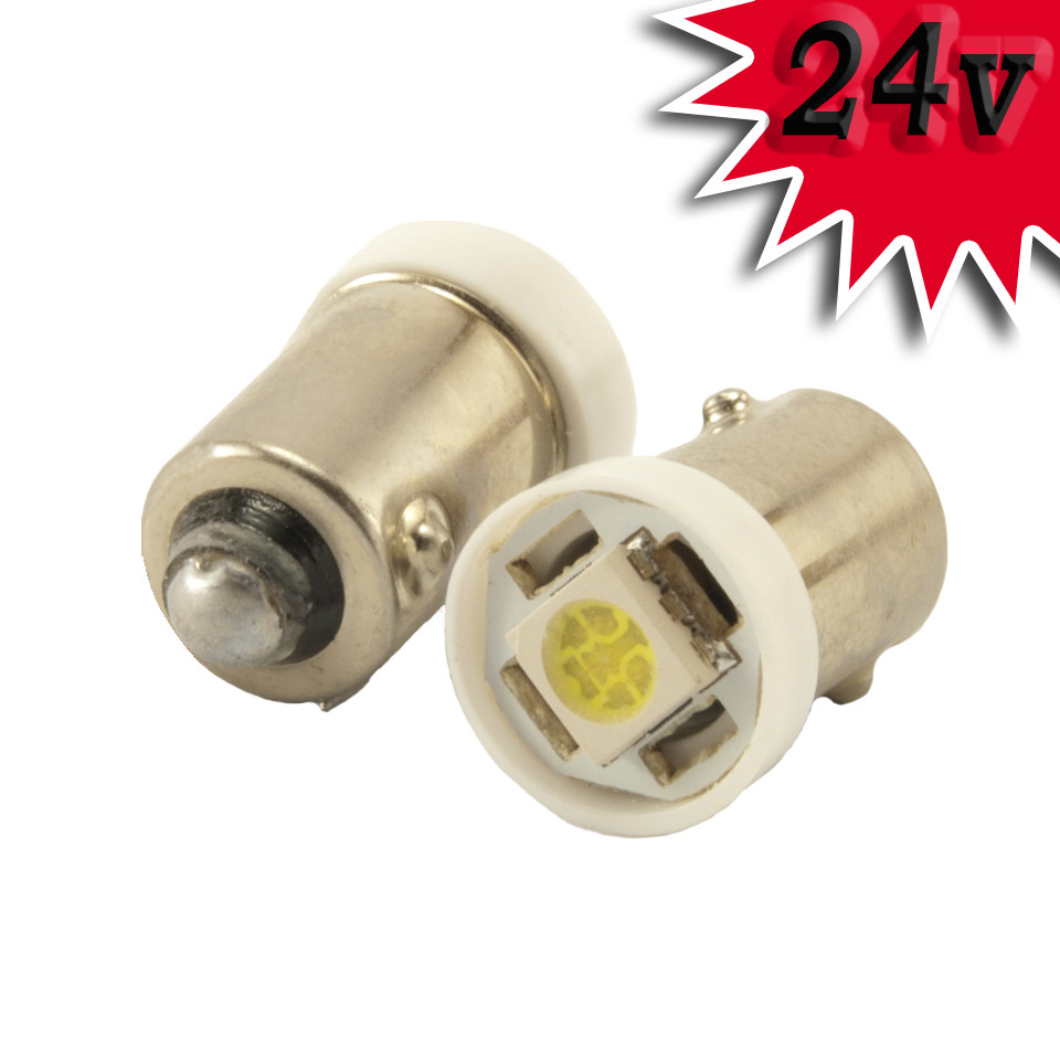 Світлодіодна автомобільна лампа T8,5 BA9S 1 SMD (5050) 24V WHITE, фото 1