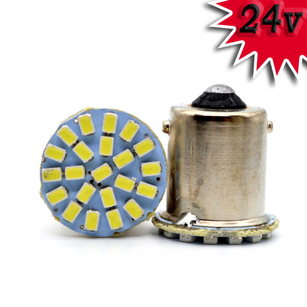 Світлодіодна автомобільна лампа S25 BA15s 22 SMD (3014) 24 V WHITE 1 контакт, фото 1