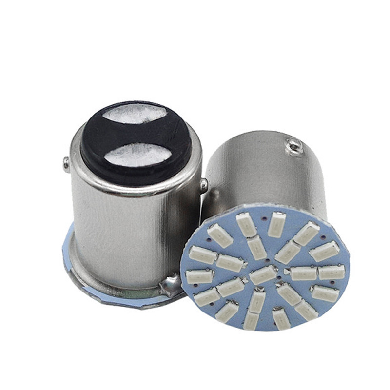 Світлодіодна автомобільна лампа S25 BAY15d 22 SMD (3014) 12 V RED 2 контакти, фото 1