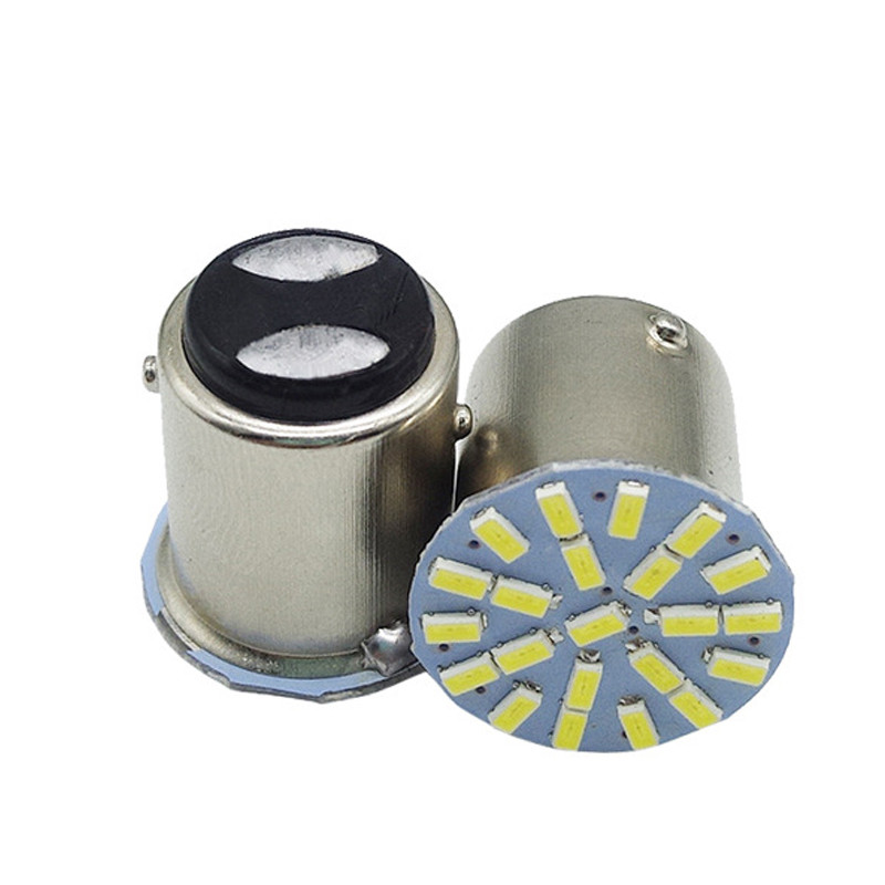 Світлодіодна автомобільна лампа S25 BAY15d 22 SMD (3014) 12 V WHITE 2 контакти, фото 1