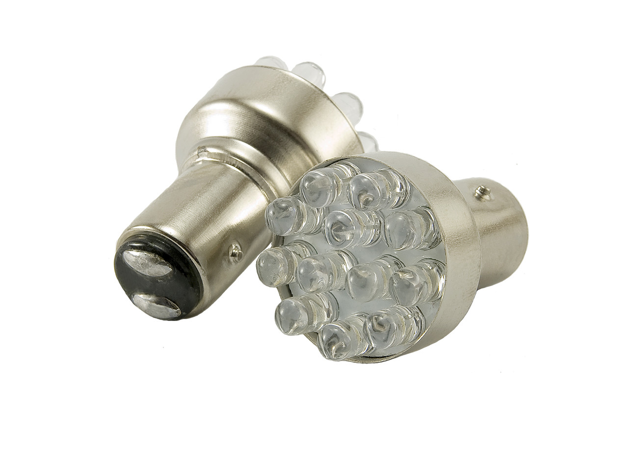 Світлодіодна автомобільна лампа S25 BAY15d 12 LED 12 V WHITE 2 контакти, фото 1