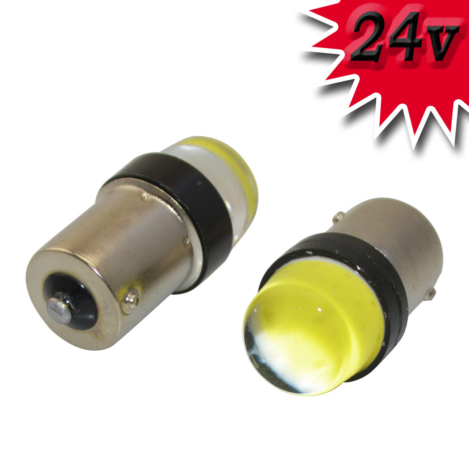 Світлодіодна автомобільна лампа S25 BA15s COB 24V WHITE в силіконі 1 контакт, фото 1
