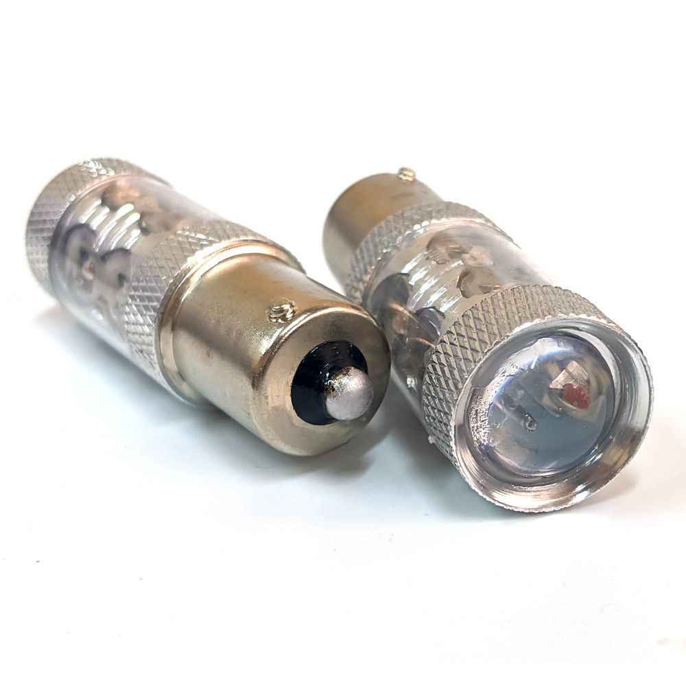 Світлодіодна автомобільна лампа S25 BA15s 10 SMD (Cree XB-D) 12-24V AMBER 1 контакт, фото 1