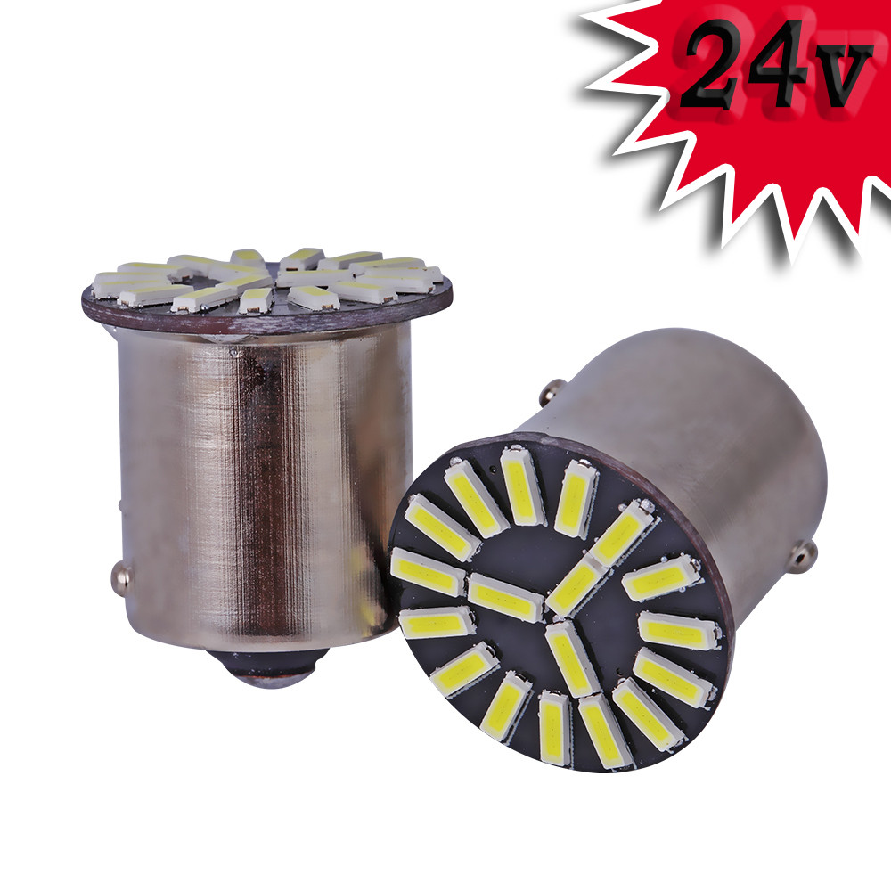 Світлодіодна автомобільна лампа S25 BA15s 18 SMD (4014) 24V WHITE 1 контакт, фото 1