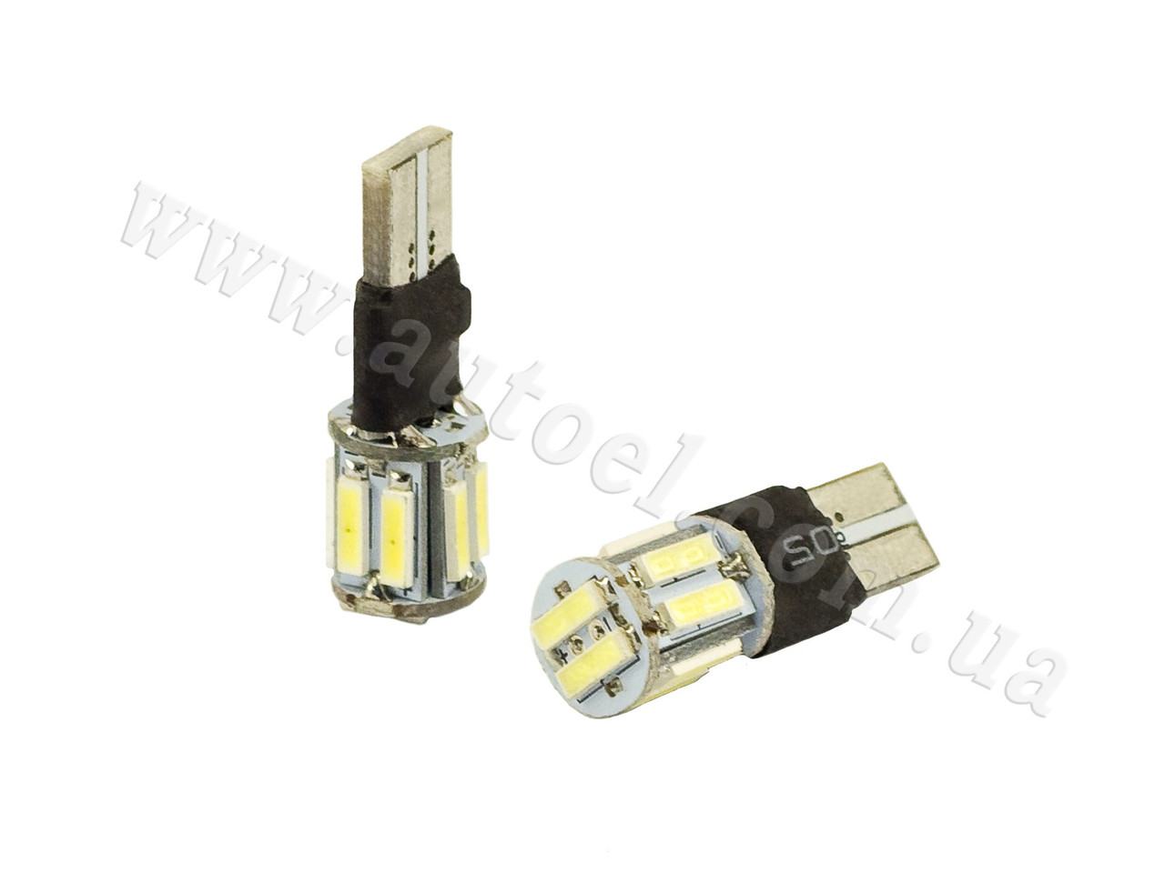 Світлодіодна автомобільна лампа T10 W2,1x9,5d 10 SMD (7014) 12 V WHITE, фото 1