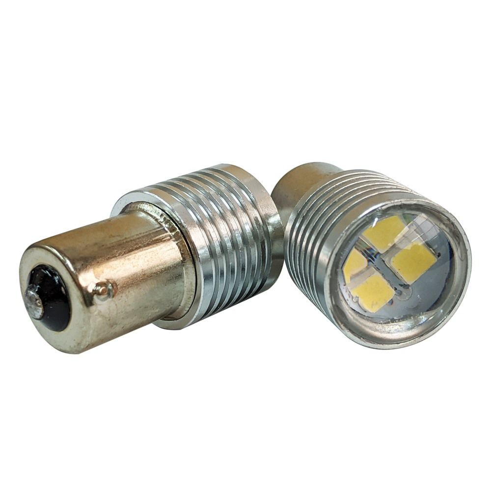 Світлодіодна автомобільна лампа S25 BA15s 4 SMD (3030) 12 V WHITE з лінзою 1 контакт, фото 1