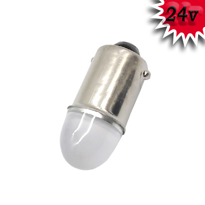 Світлодіодна автомобільна лампа T8,5 BA9S 2 SMD (3030) 24 V WHITE з матовою лінзою ("пуля"), фото 1