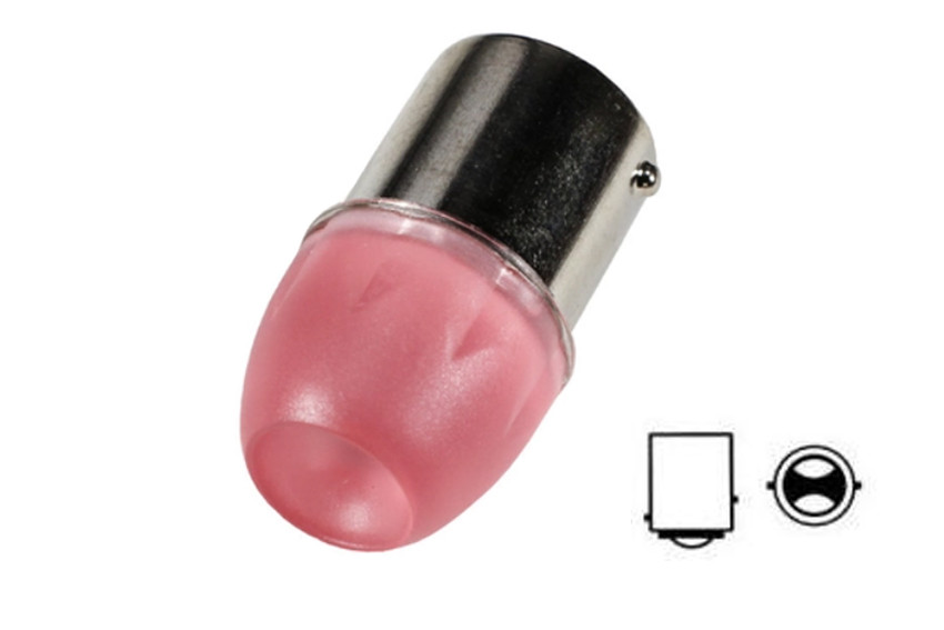 Світлодіодна автомобільна лампа P21W BAY15D 12 V 3 SMD 5630 RED 2 контакти, фото 1