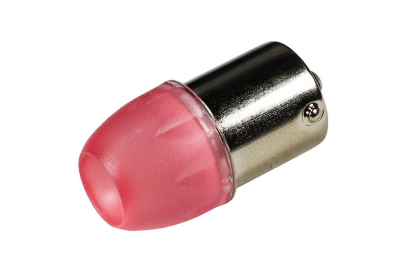 Світлодіодна автомобільна лампа P21W BA15S 12 V 3 SMD 5630 RED 1 контакт, фото 1