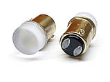 Світлодіодна автомобільна лампа P21/5W BAY15d 12 V 9 SMD 2835 WHITE матова лінза "Т", 2 контакти, фото 2