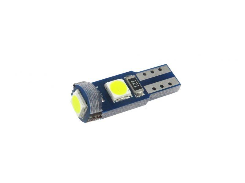 Світлодіодна автомобільна лампа T5 W2x4,6d 3 SMD (2835) 12-24 V WHITE друкована плата "мікрушка", фото 1