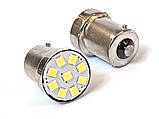Світлодіодна автомобільна лампа P21W BA15S 12 V 9SMD 3528 WHITE 1 контакт, фото 2