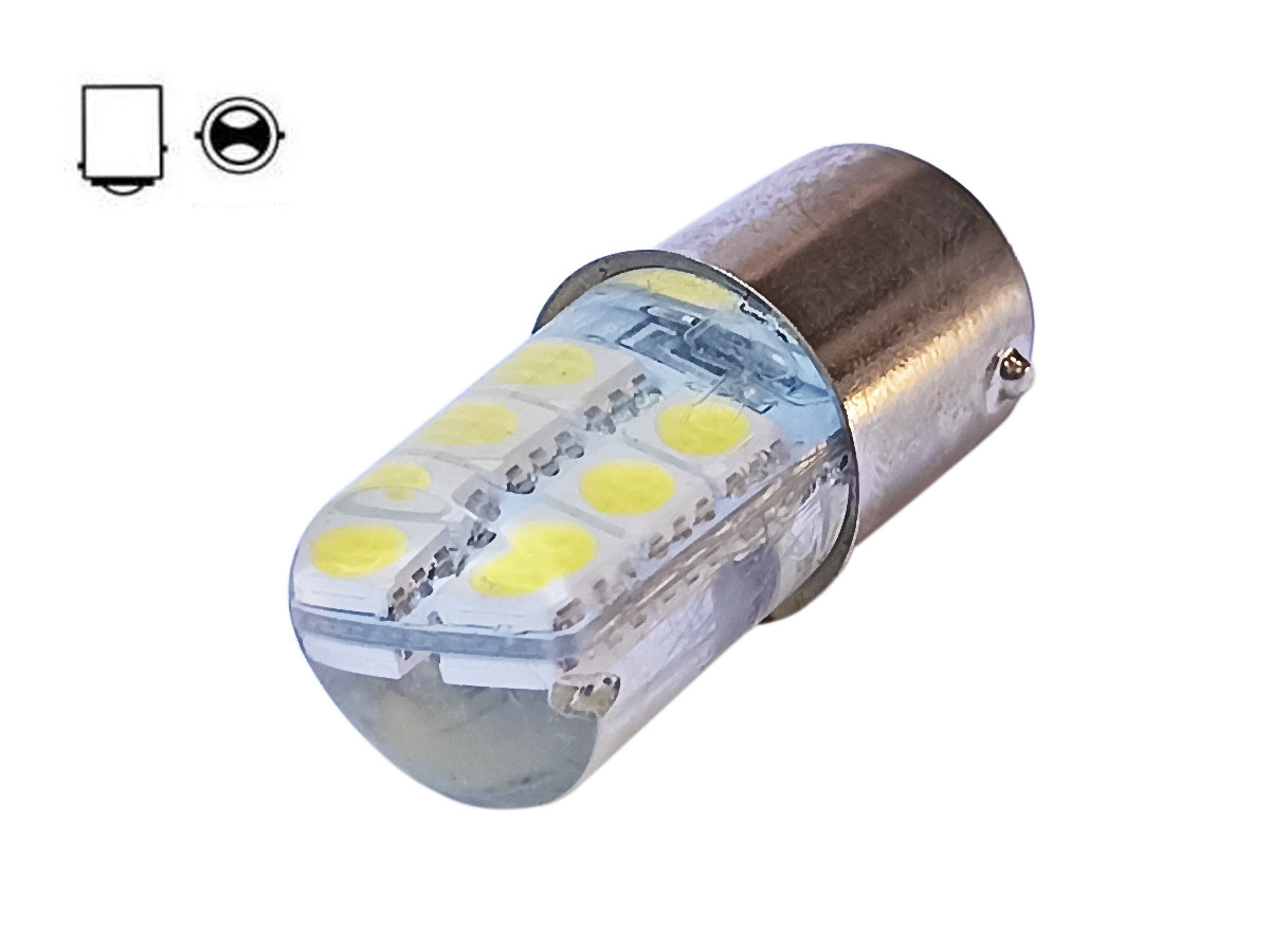 Світлодіодна автомобільна лампа P21/5W BAY15D 12 V 12SMD 5050 WHITE в силіконі 2 контакти, фото 1
