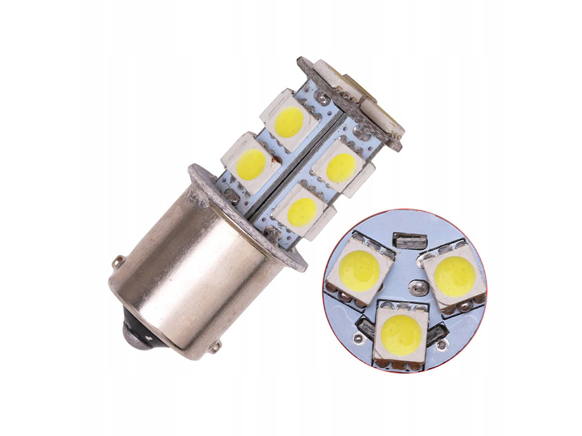 Світлодіодна автомобільна лампа P21W BA15S 12 V 13SMD 5050 WHITE 1 контакт, фото 1
