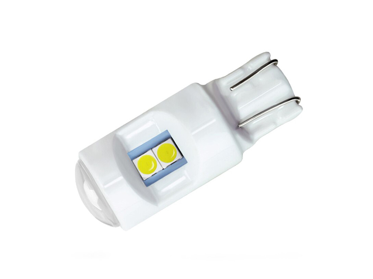 Світлодіодна автомобільна лампа T10 W2,1x9,5d 12 V 6 SMD 3030+5050 WHITE з лінзою, керамічний цоколь, фото 1