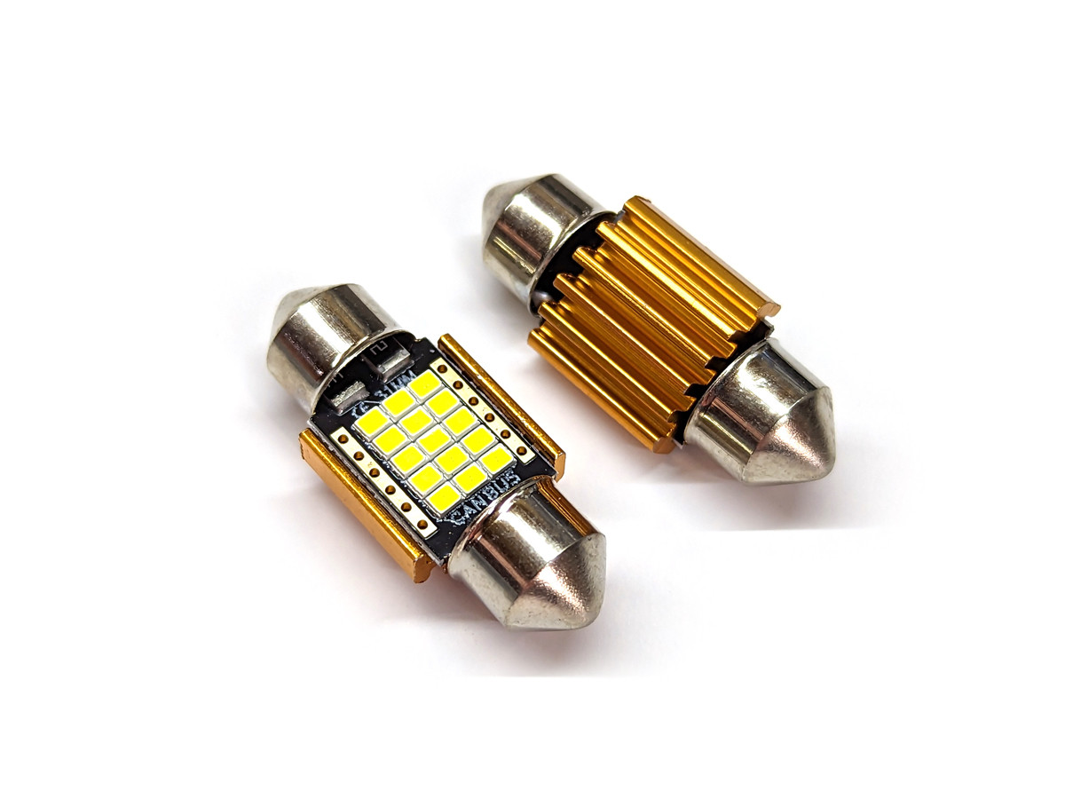 Світлодіодна автомобільна лампа T11 x 31 mm SV8,5 15 SMD 2016 12 V WHITE з обманкою, фото 1