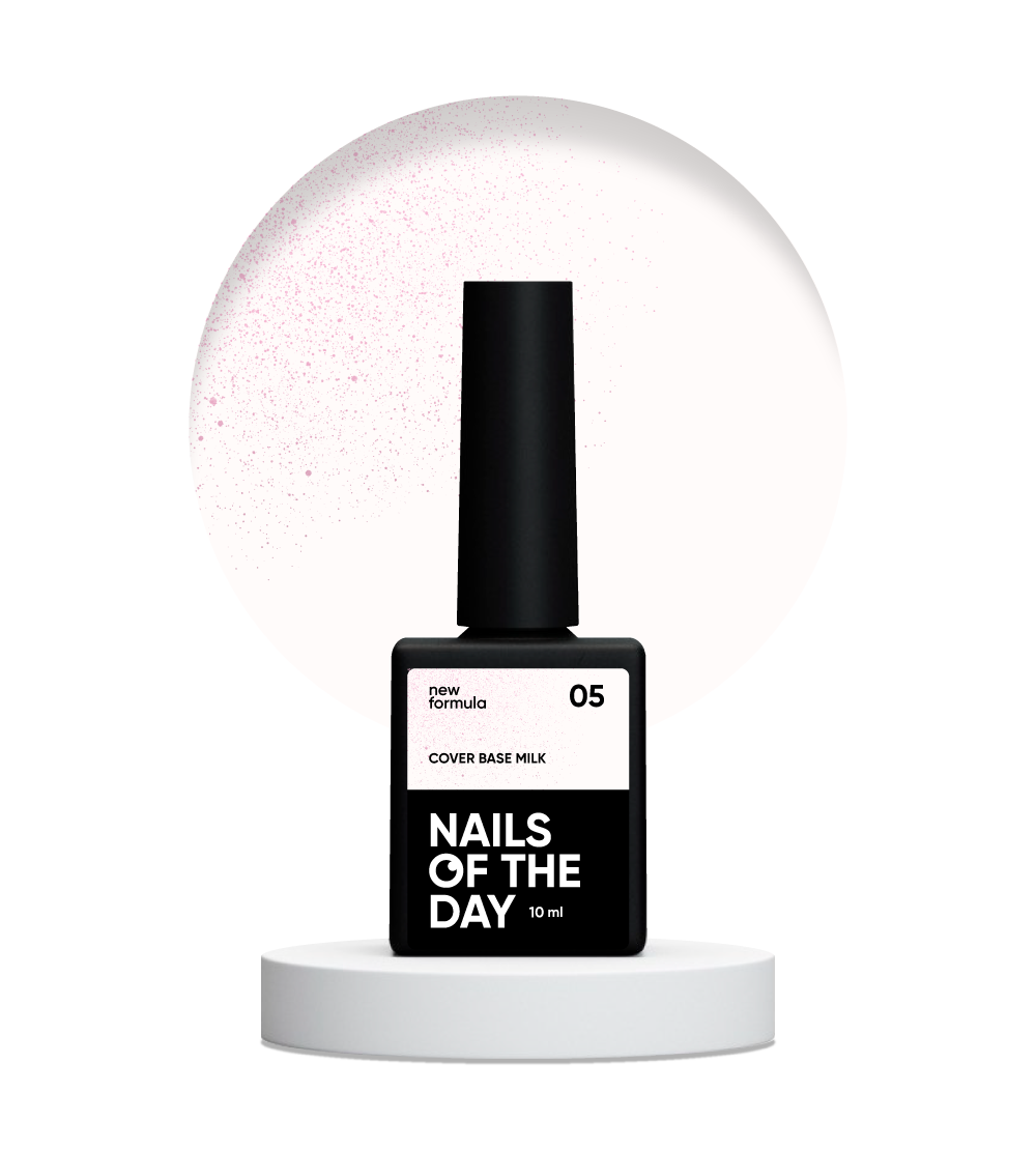Nailsoftheday Cover base NEW Formula milk 05 - молочне, напівпрозоре з рожевим шимером 10 ml