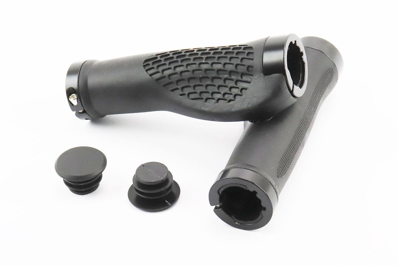 Ручки керма 130мм з затискачем Lock-On з двох сторін, ергономічні, чорні TPE-140A, ВЕЛОЗАПЧАСТИНИ, SV-403437, фото 1