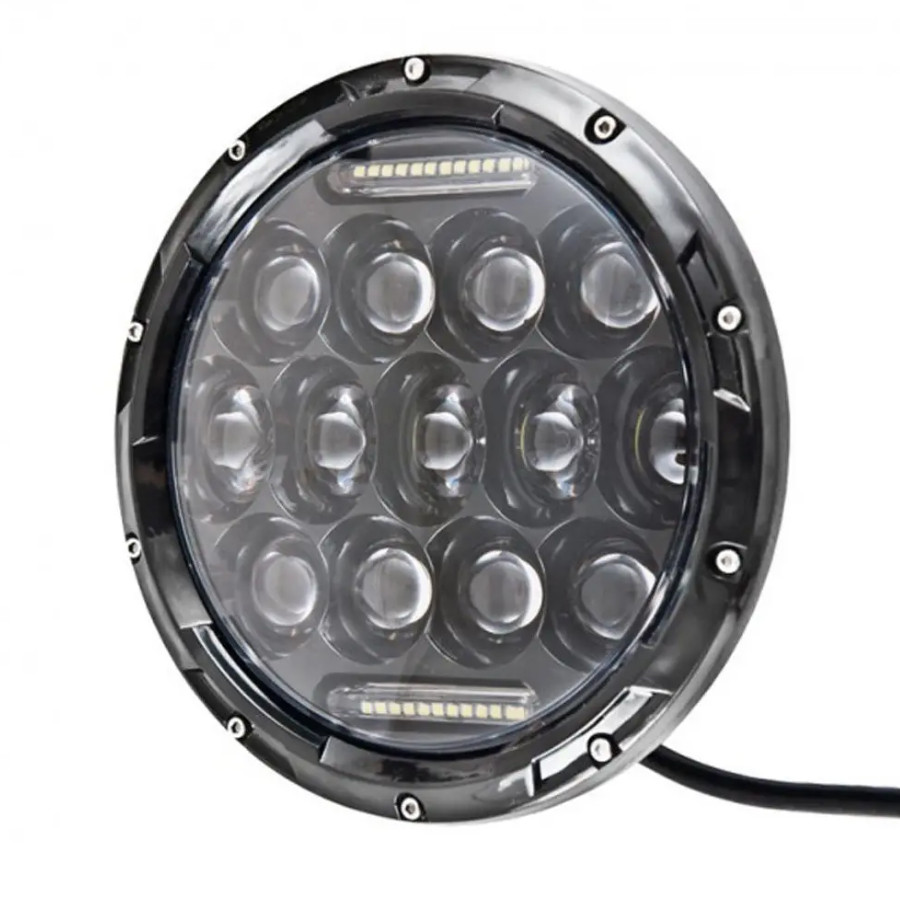 Кругла LED-фара 7 дюймів R-08 ближній/дальній із денними ходовими вогнями (ДХО)