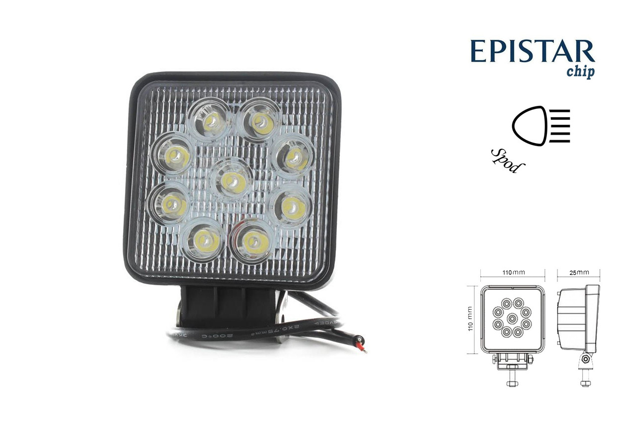 Фара робочого світла 06T-27W 9 світлодіодів Epistar спрямоване світло (SPOT)