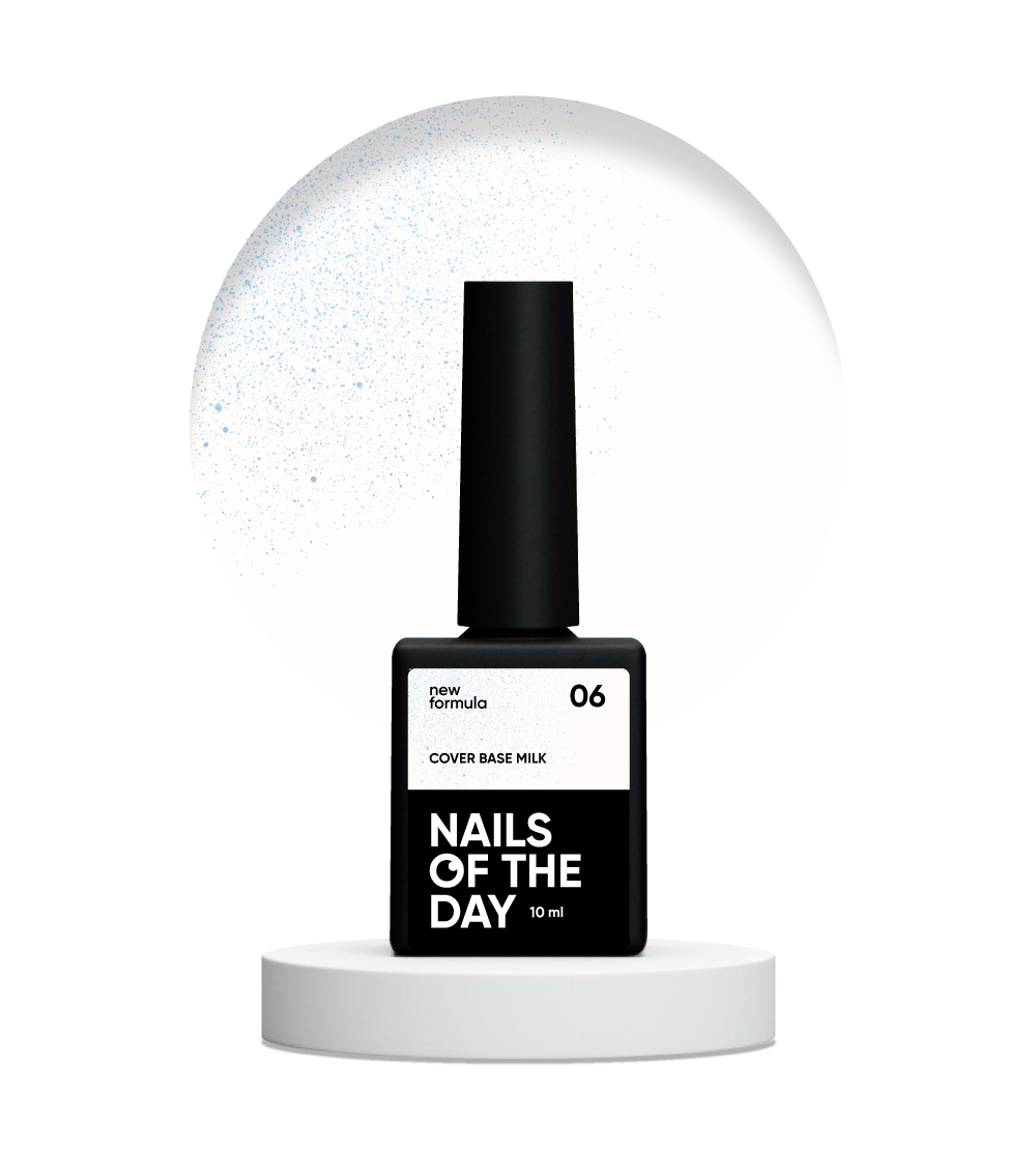 Nailsoftheday Cover base NEW Formula milk 06 — молочне, напівпрозоре з блакитним шимером 10 ml