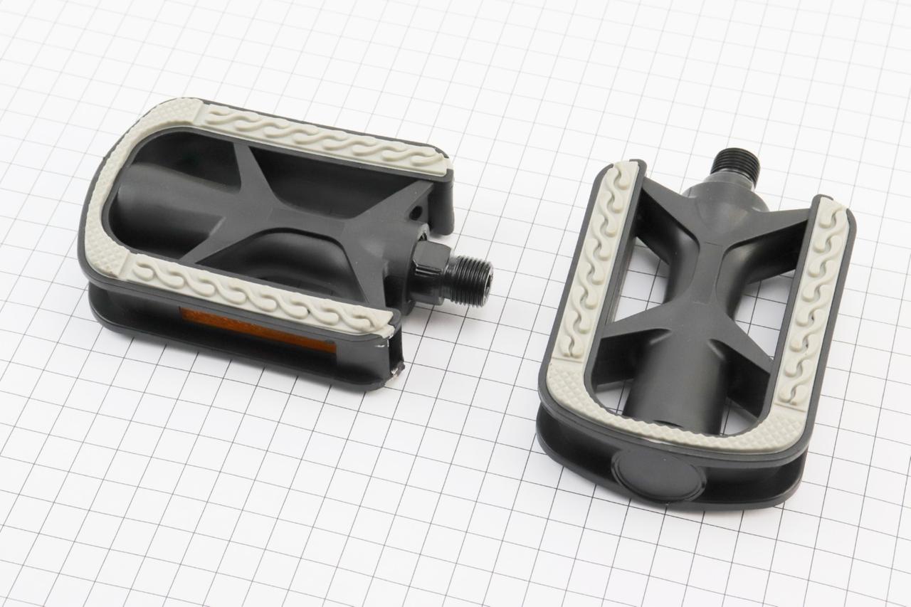 Педалі CITY 9/16" (105.5x74x26мм) пластикові, чорно-сірі NW-88, ВЕЛОЗАПЧАСТИНИ, SV-403270, фото 1