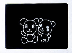 Автомобільний липкий Nano килимок 107х145мм, чорний, малюнок монохром "Ведмежата"