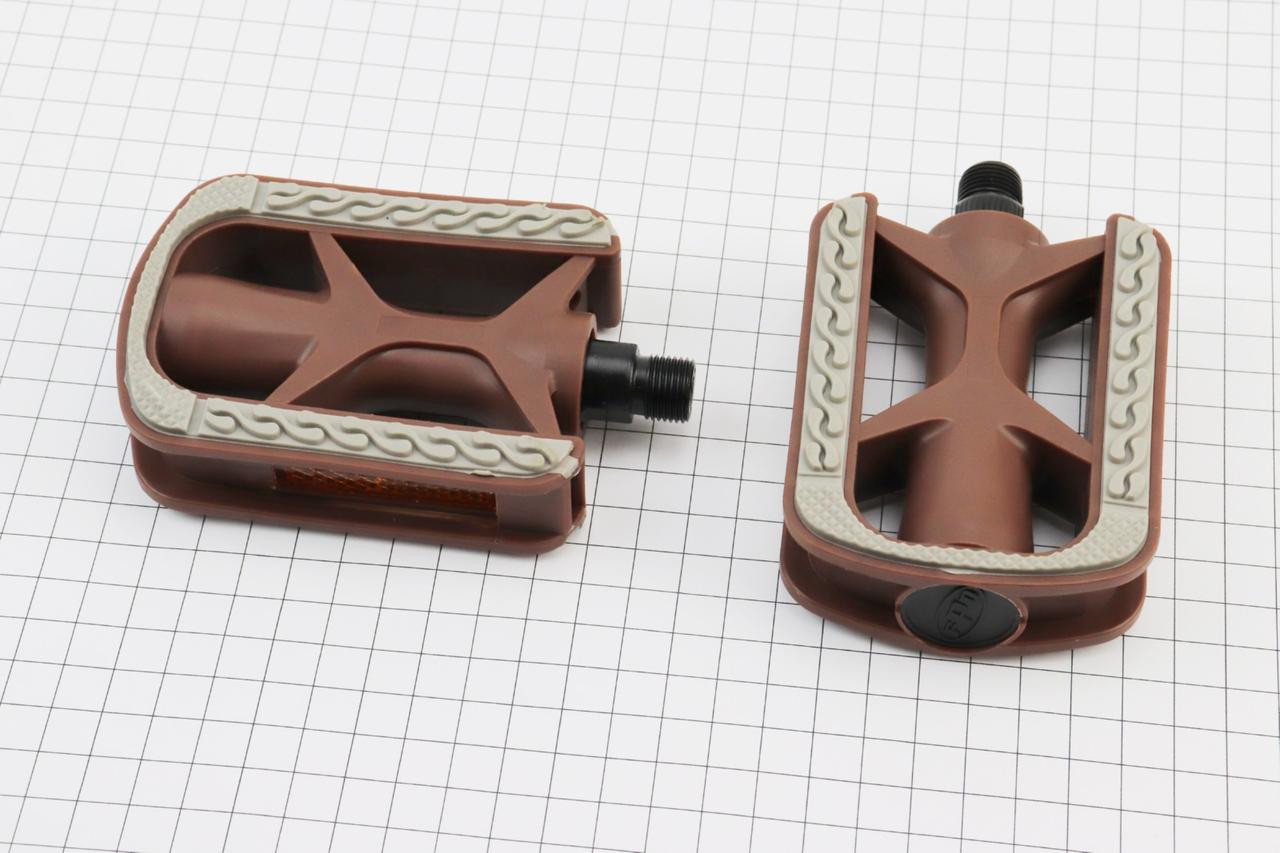 Педалі CITY 9/16" (105.5x74x26мм) пластикові, коричнево-сірі NW-88, ВЕЛОЗАПЧАСТИНИ, SV-411834, фото 1