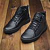 Чоловічі зимові шкіряні черевики, кросівки з натуральної шкіри чорні на хутрі для чоловіків на зиму, розмір 40 41 42 43 44 45, фото 3